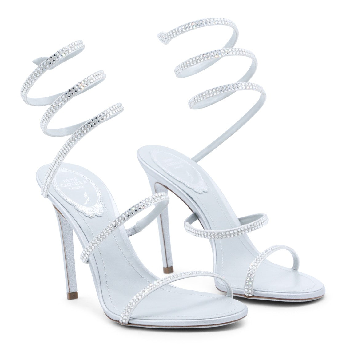 René Caovilla Cleo Sandals With Stiletto Heel And Crystal Embellishments