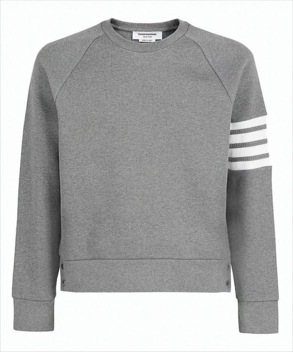 Thom Browne Textured Ribbed Sweatshirt With Three-Stripe Detail