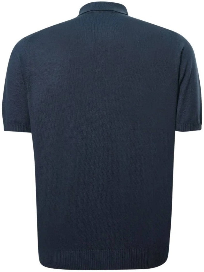 Malo Blue Polo Short-Sleeve Ribbed Cotton Polo