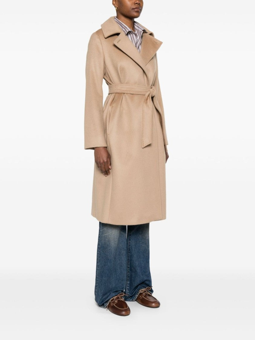 Max Mara Double-Breasted Beige Coat With Tied Waist