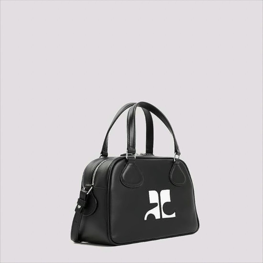 Courrèges Structured Calf Leather Shoulder Bag With Logo Detail