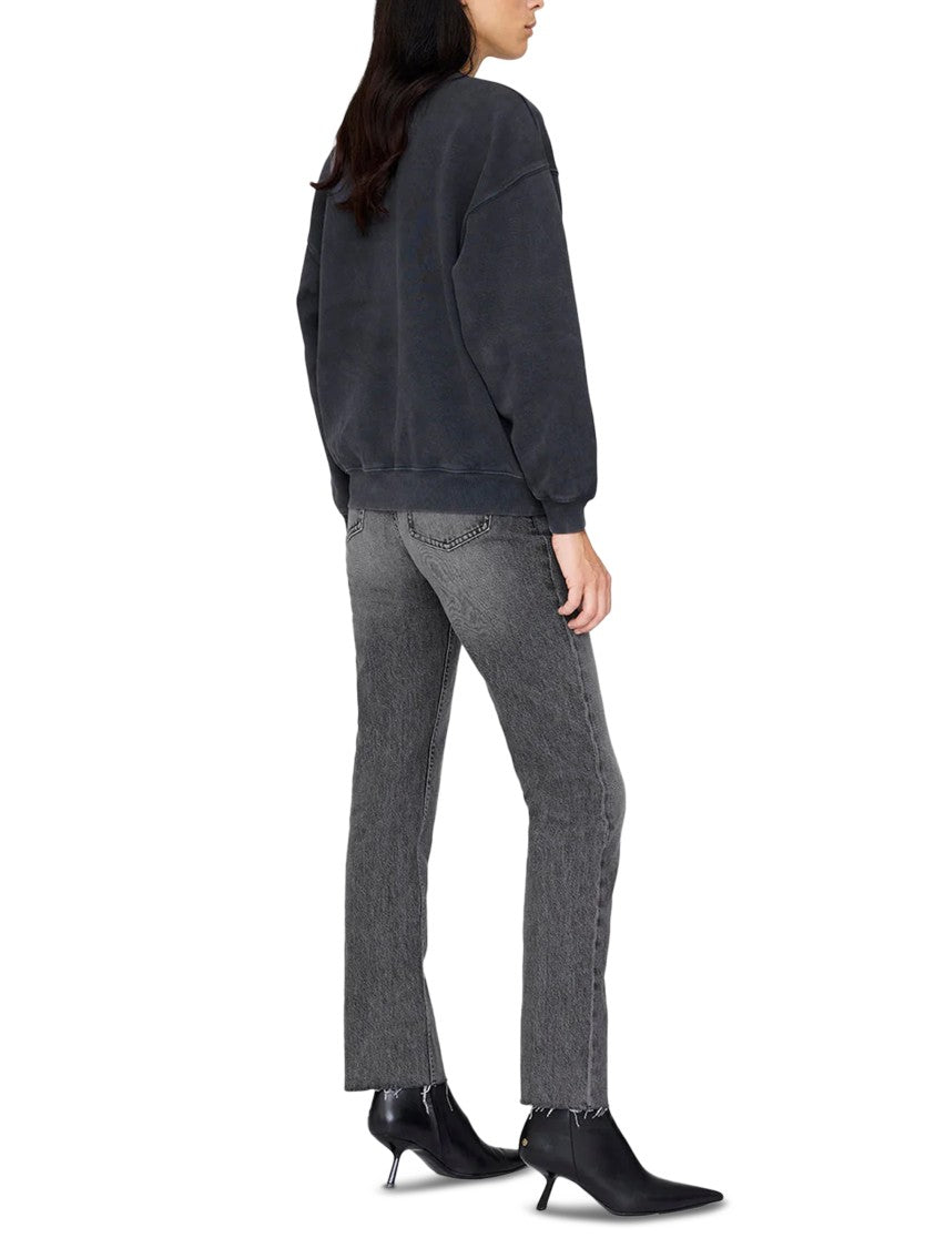 Anine Bing Relaxed-Fit Black Sweatshirt With Vintage Leopard Graphic