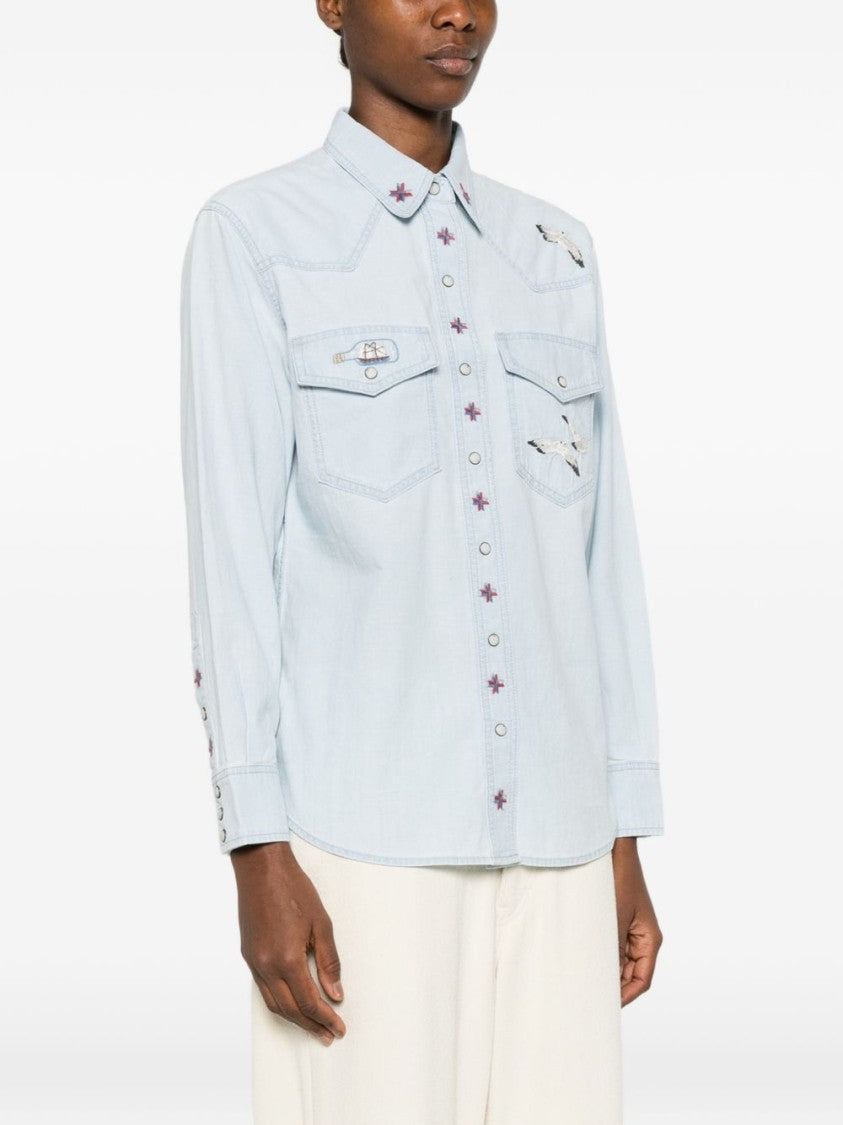 Filson Light Blue Embroidered Denim Shirt