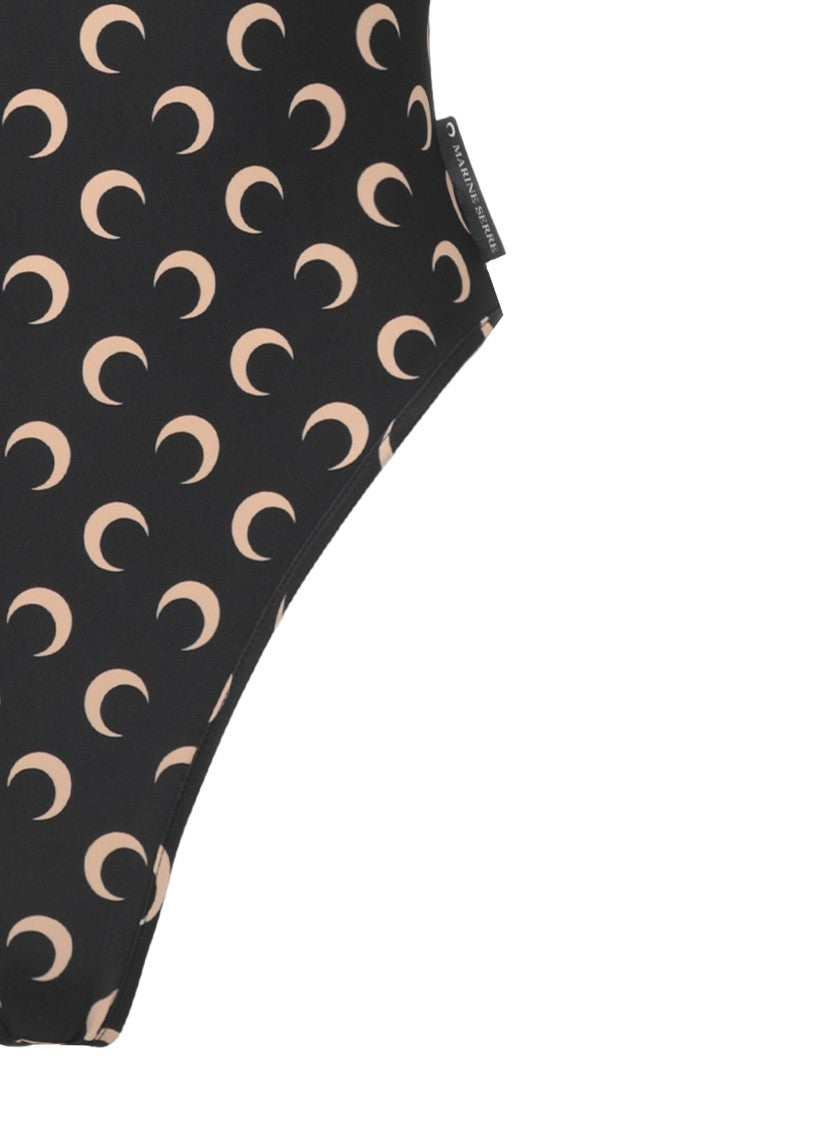 Marine Serre Black Moon Pattern Monokini Swimsuit