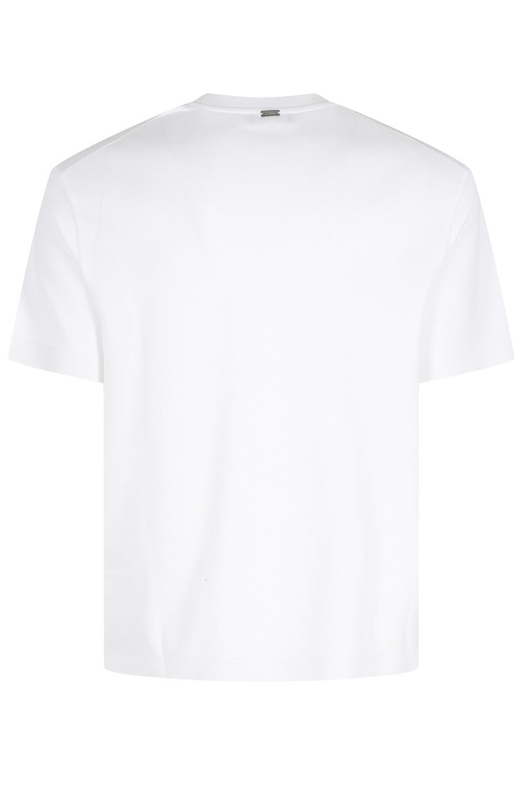 Herno White Crew Neck Ribbed-Trim Cotton T-Shirt