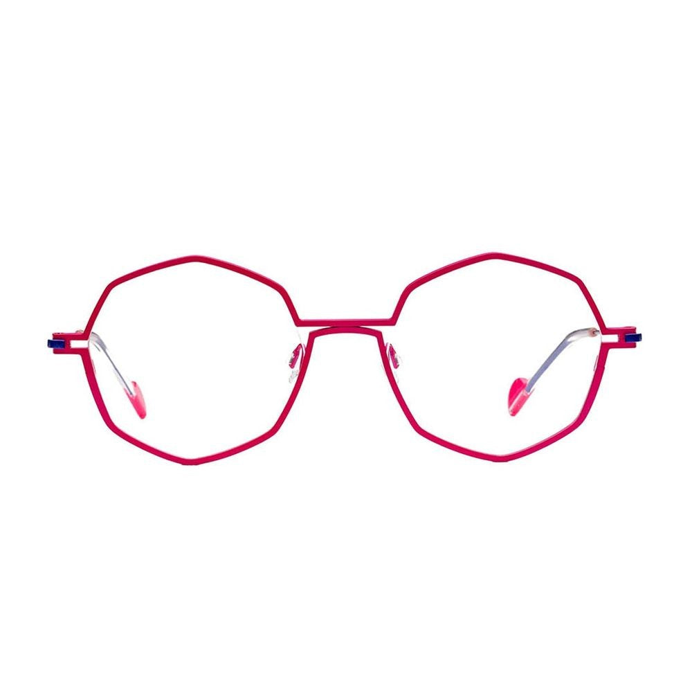 Matttew Silver Hexagonal Frame Sunglasses In Matte Fuchsia Titanium