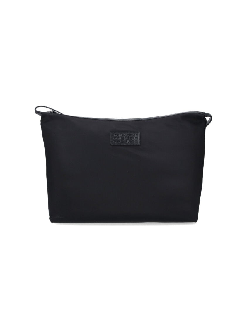 Mm6 By Maison Margiela Black Matte Finish Embossed Crossbody Bag