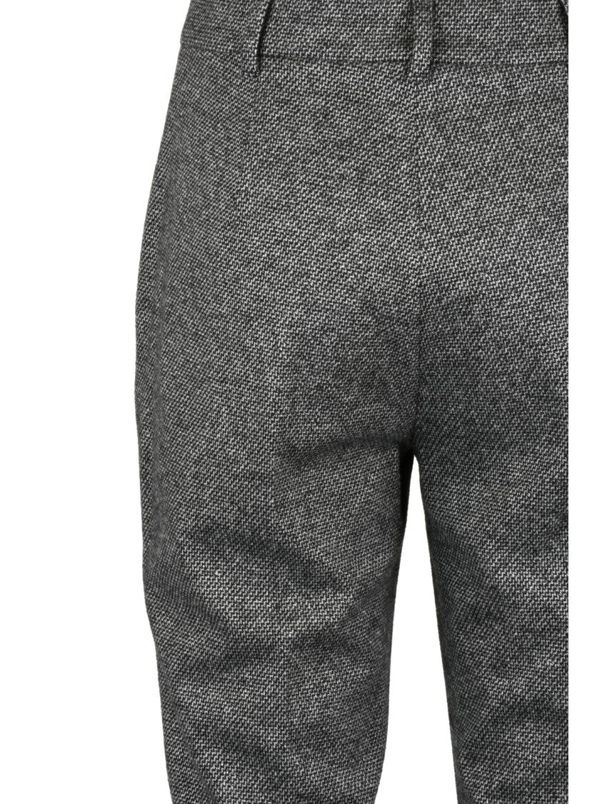Max Mara Tailored Grey Trousers With Concealed Fastening And Textured Fabric