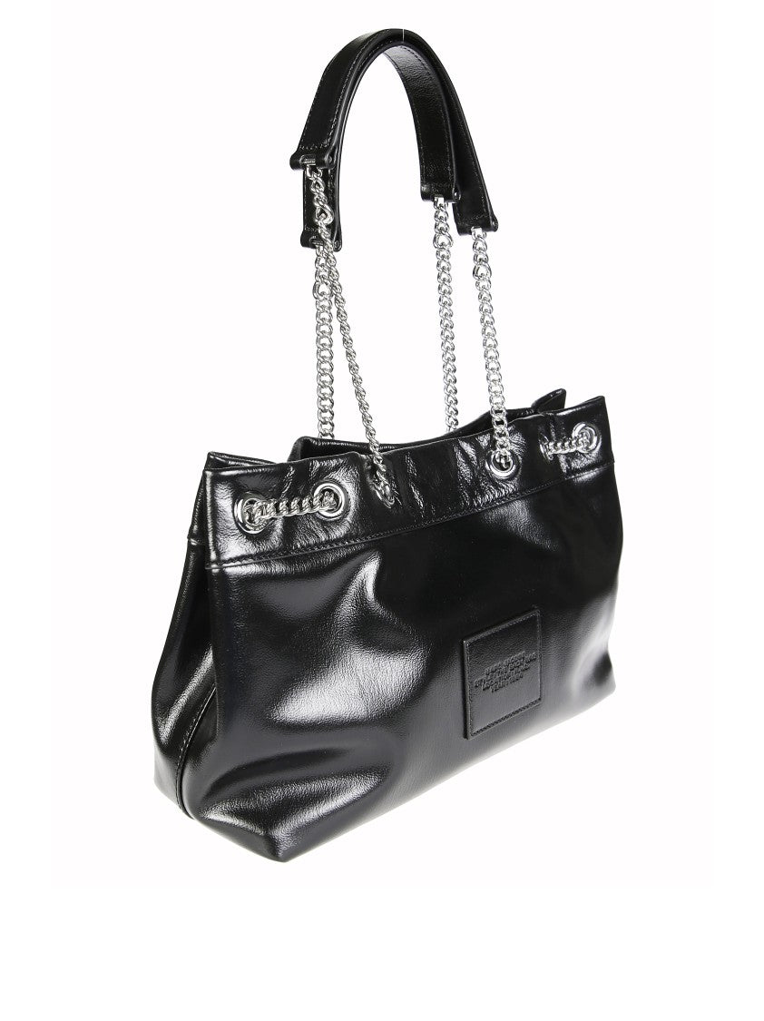 Marc Jacobs Rectangular Black Leather Chain Sack With Polished Structure