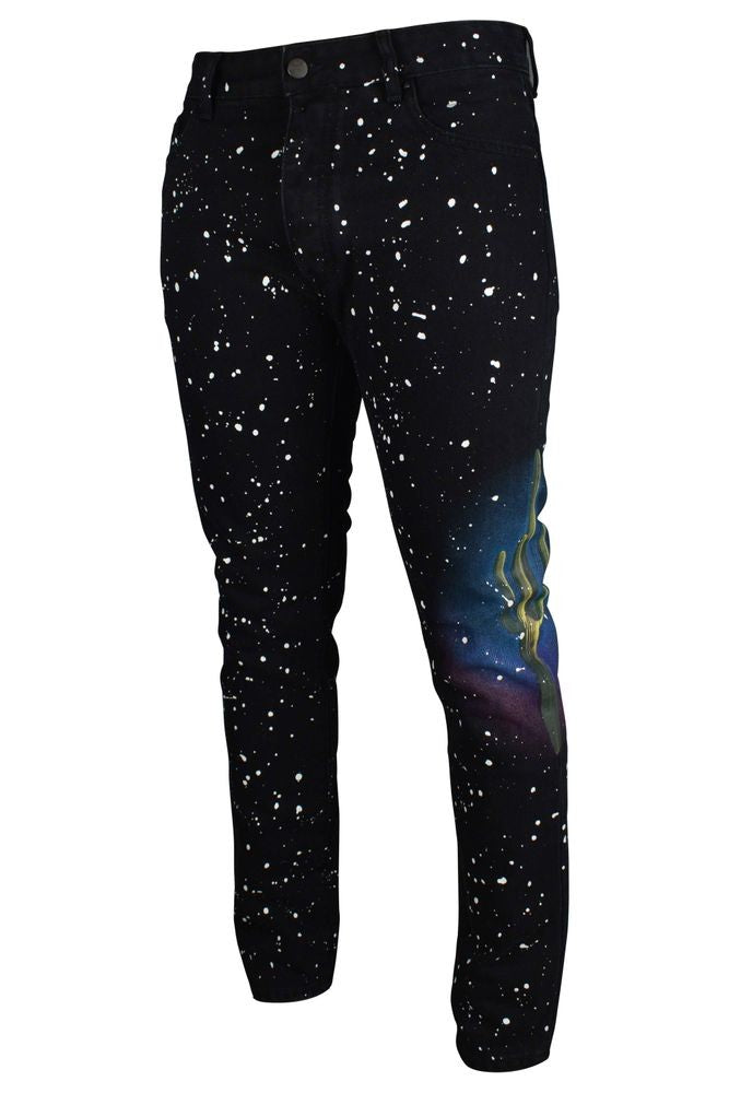 Palm Angels Black Straight-Fit Jeans With Paint Stain Effect