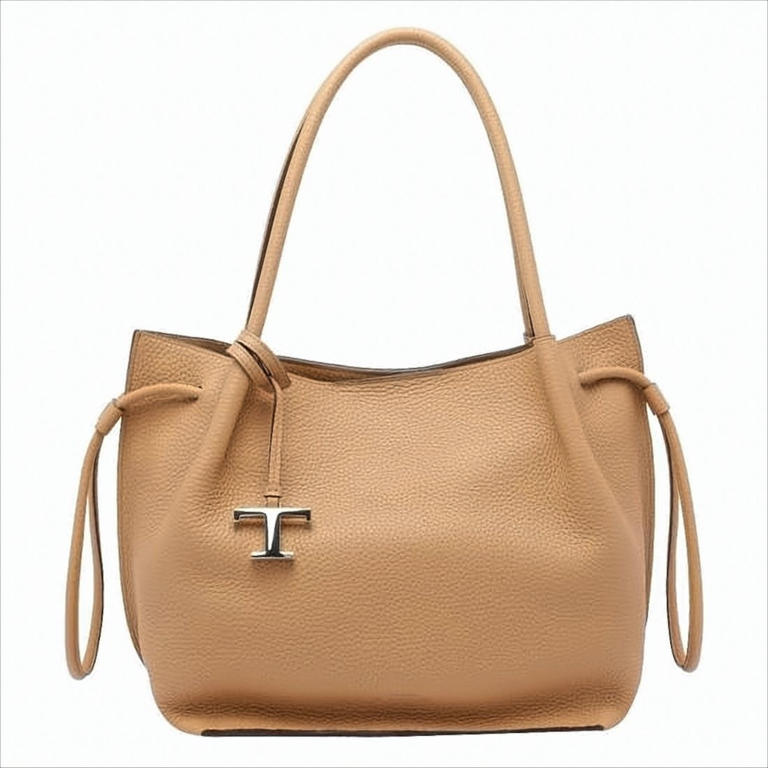 Tod's Textured Leather Shoulder Bag With Refined Metallic Charm
