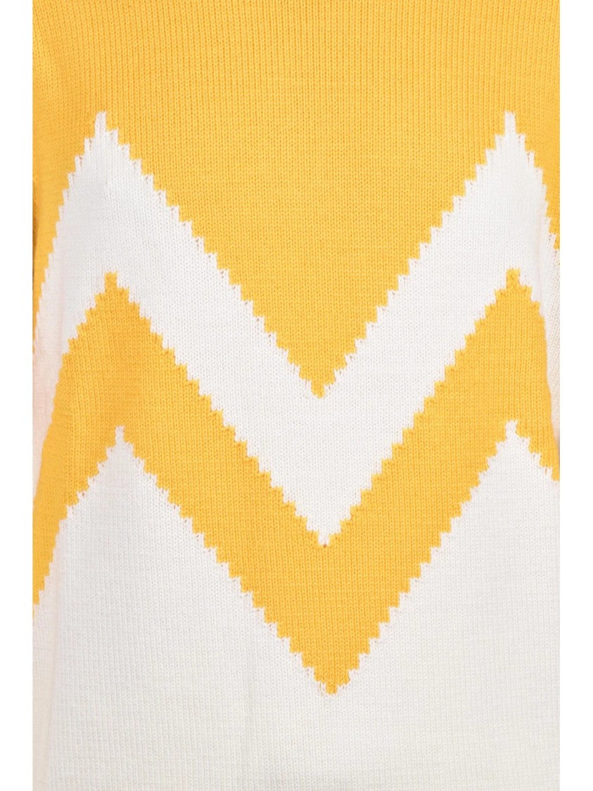 Kangra Mock Neck Knit Sweater With Bold Zigzag Pattern