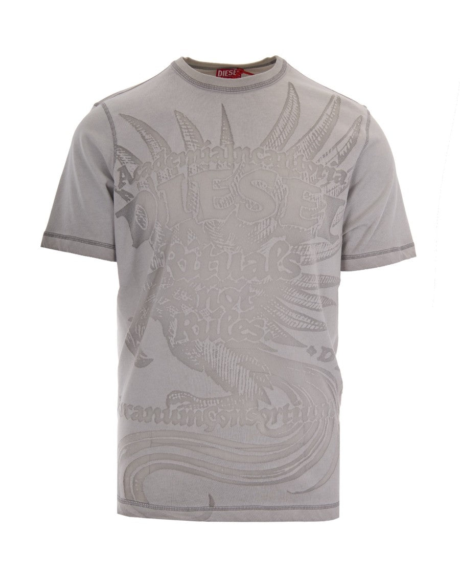 Diesel White Rawjust Embossed Cotton-Blend T-Shirt