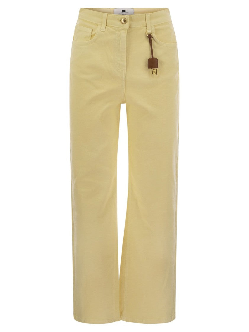 Elisabetta Franchi Dyed Cotton Jeans With Logo Charm