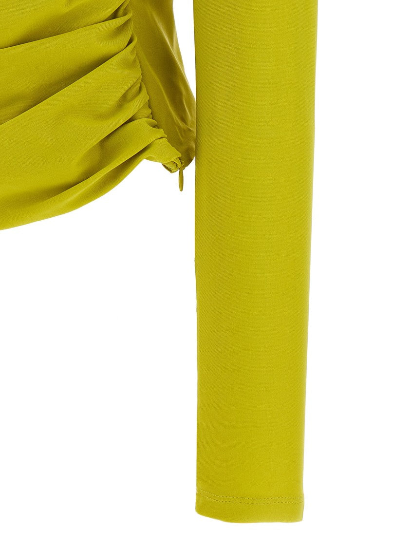 Self-Portrait 'Chartreuse Jersey Off Shoulder' Top