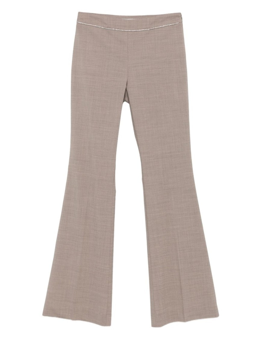 Dexterior Tailored Brown Trousers With Flared Hem