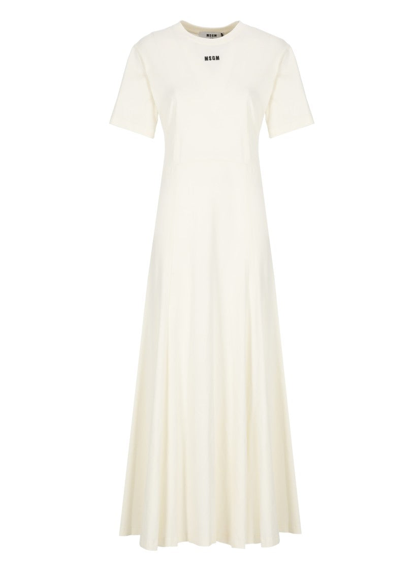 Msgm Ivory Cotton Dress