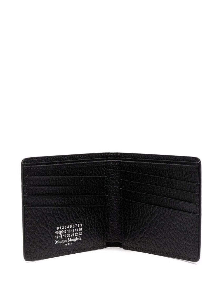 Maison Margiela Bi-Fold Wallet In Nero With Subtle Stitching