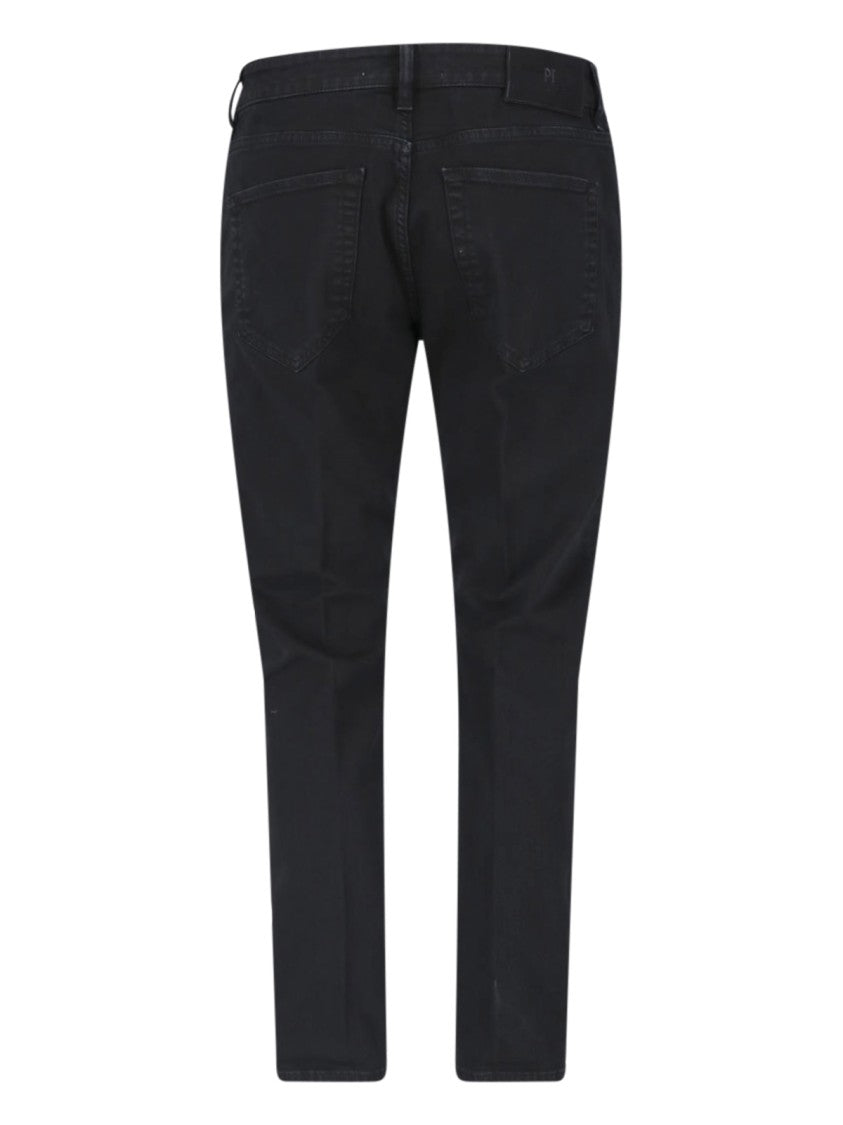 Pt Torino Black Straight-Leg Stretch Cotton Jeans