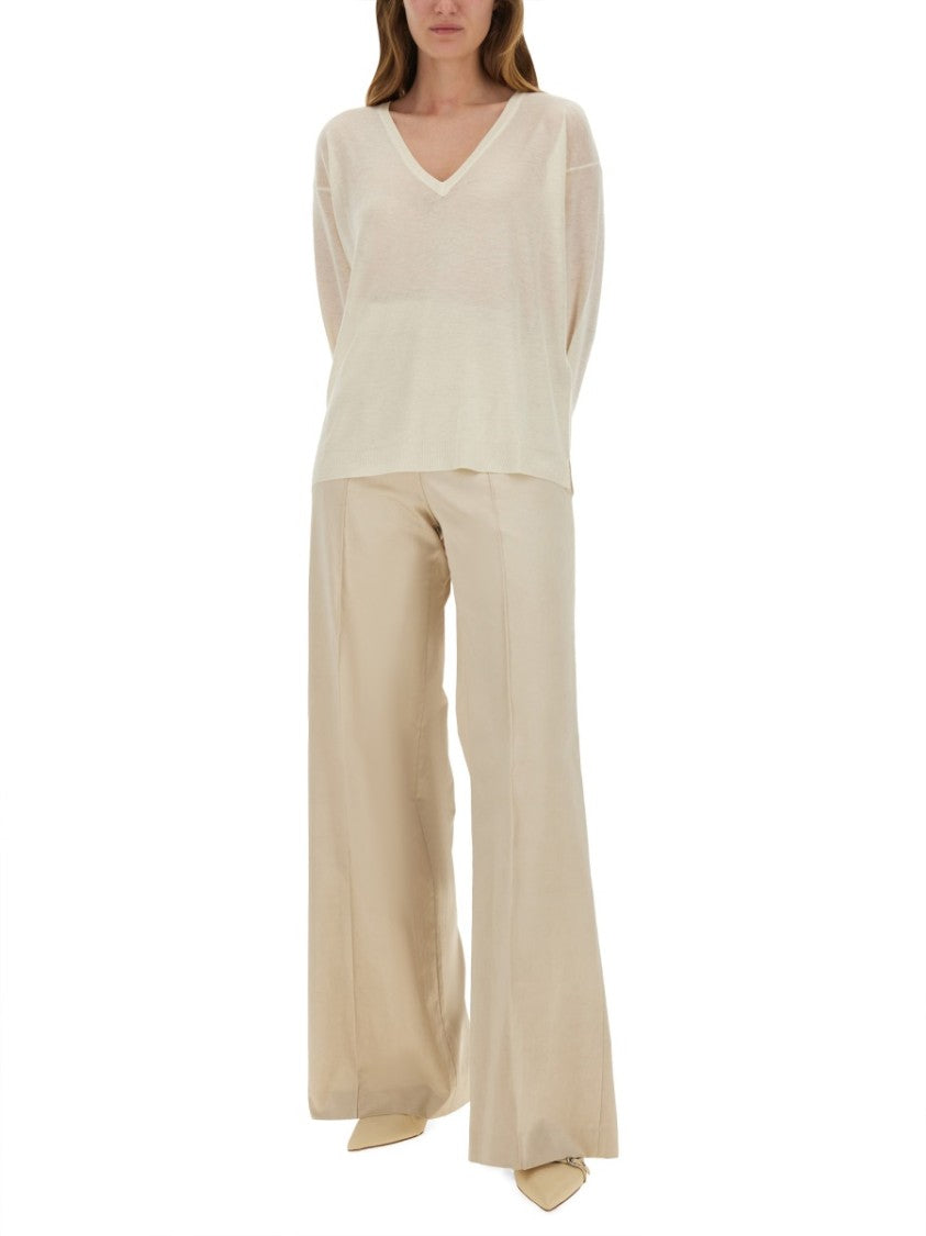 Fabiana Filippi Relaxed Fit Wool Blend V-Neck Sweater