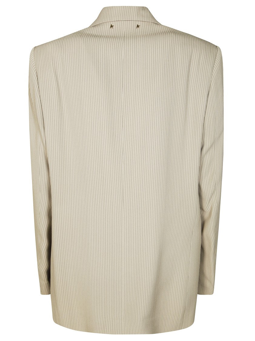 Golden Goose Over Jacket Maia Pinstripe Blend Viscose