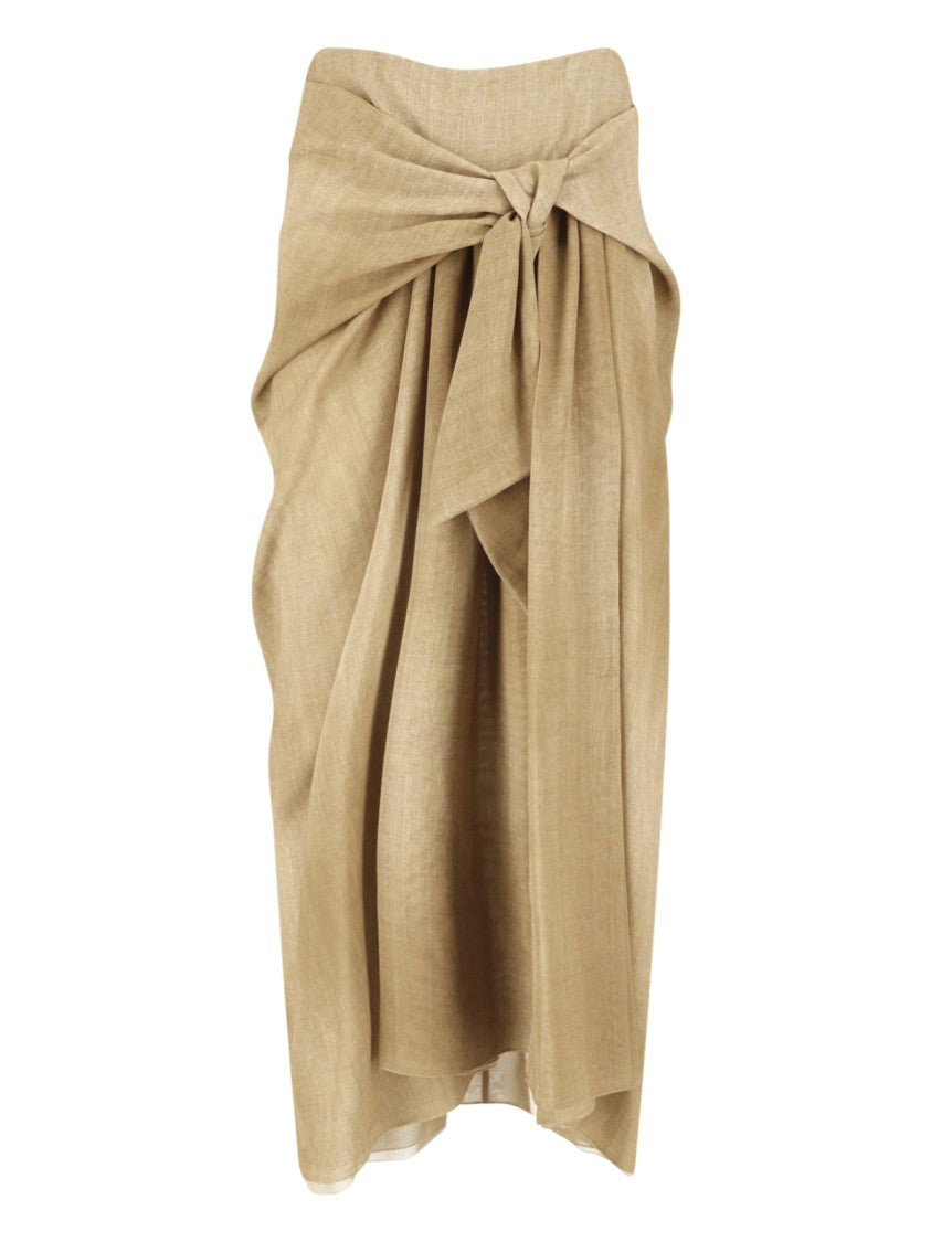 Ermanno Scervino Draped Front Knot Midi Skirt