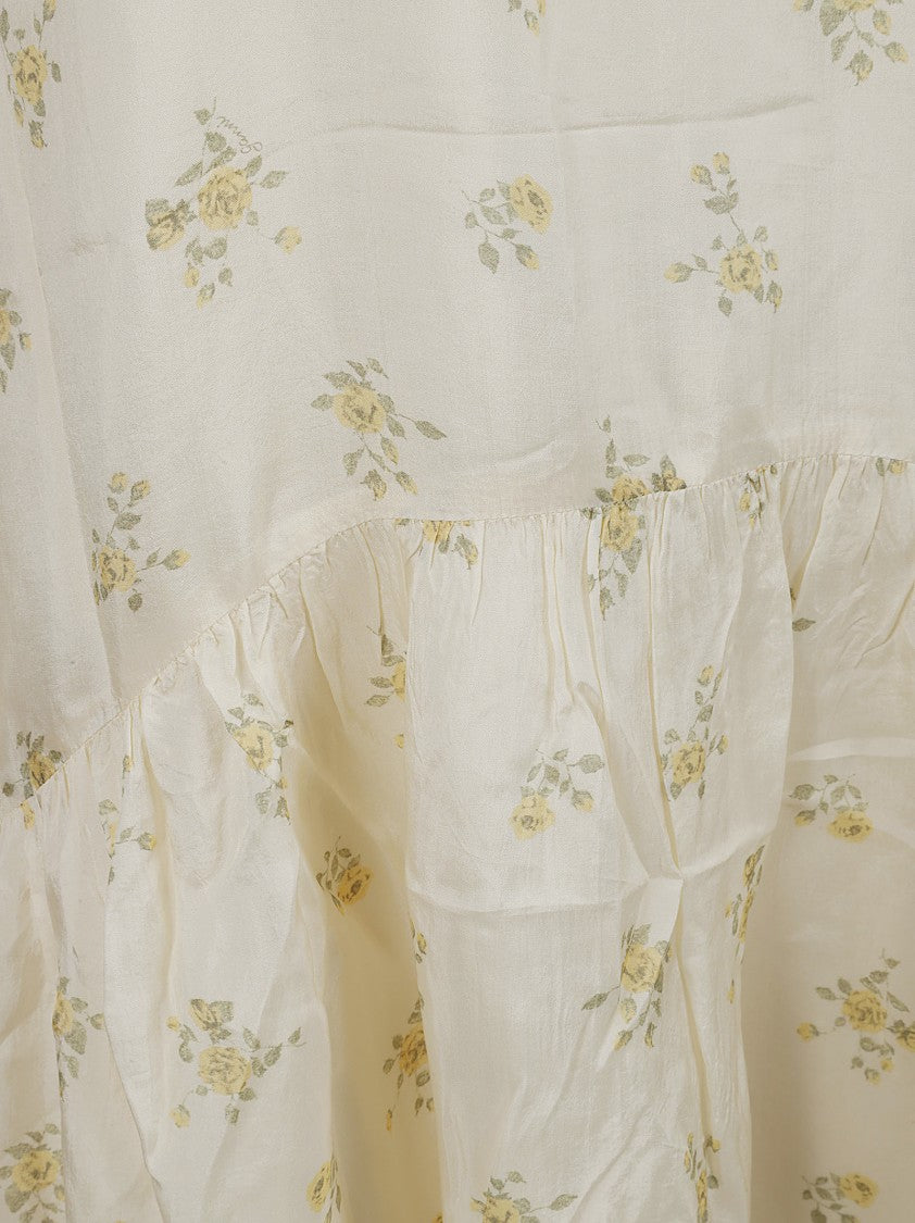 Ganni Sleeveless Tiered Dress With Floral Print