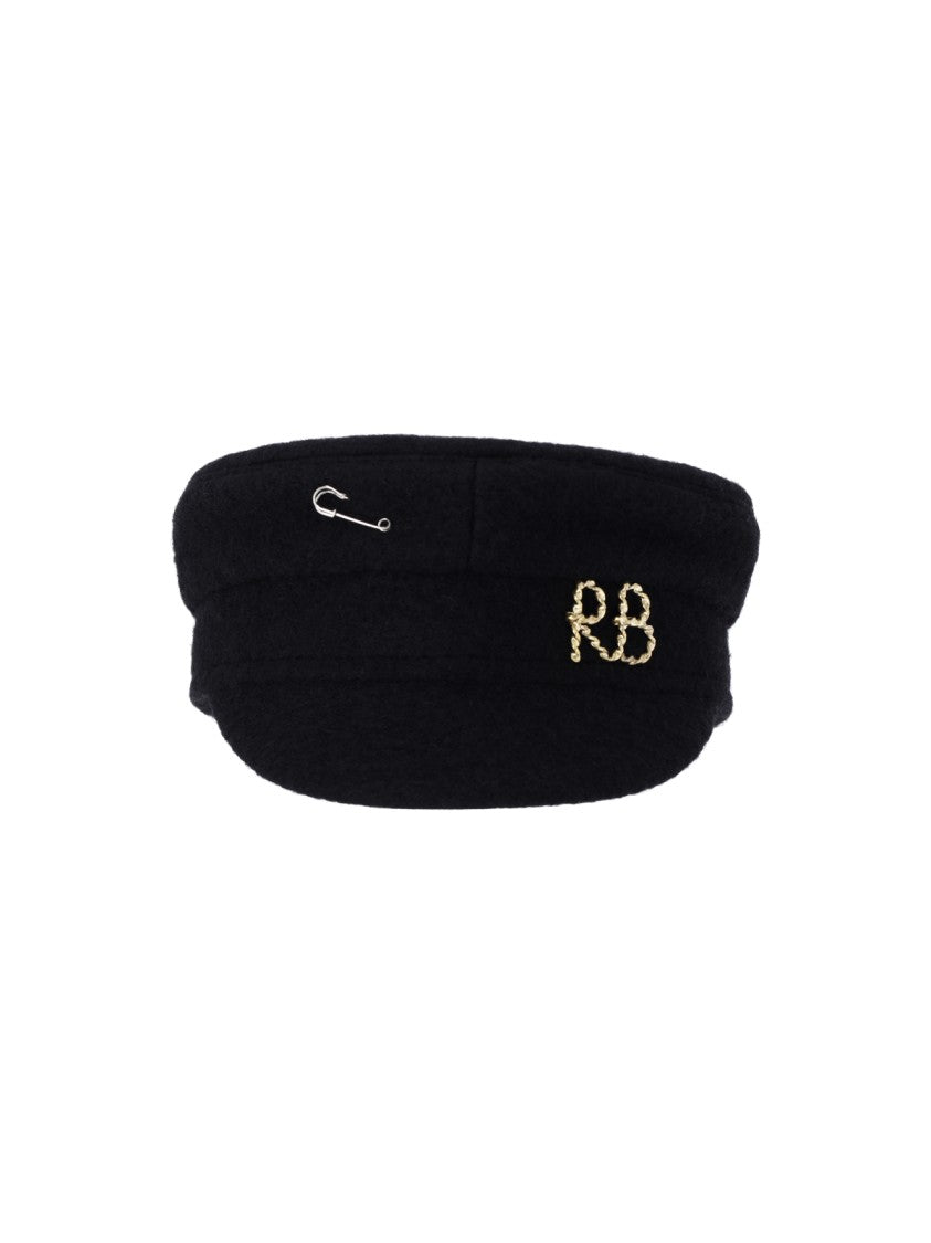 Ruslan Baginskiy Black Wool Baker Boy Hat