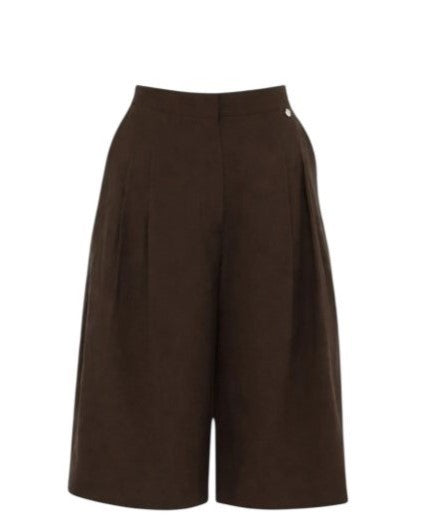 Liu Jo High-Waisted Tailored Bermuda Shorts In Linen Blend