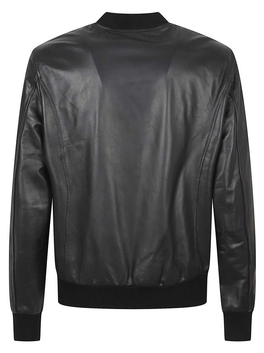 Philipp Plein Bomber Jacket In Smooth Sheepskin Leather