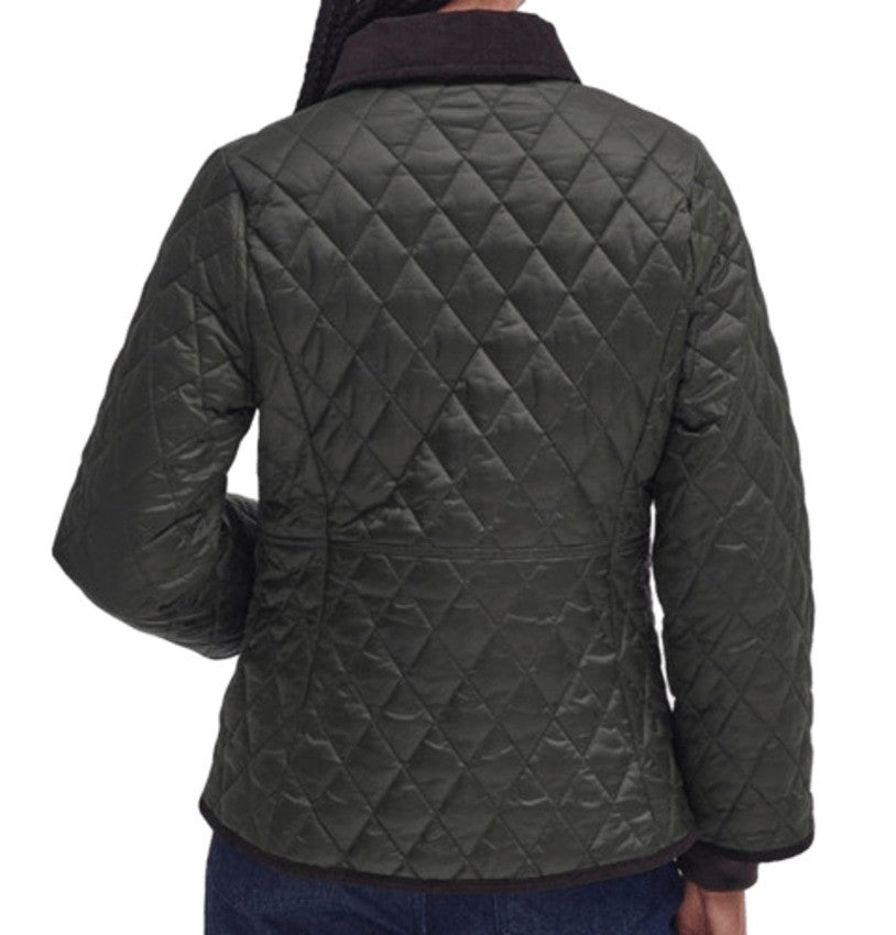 Barbour Diamond-Stitched Barbour Sage Jacket With Velvet Collar