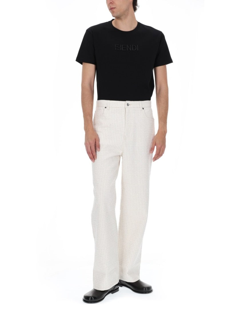 Fendi 3D Embossed Logo Short-Sleeve Cotton T-Shirt