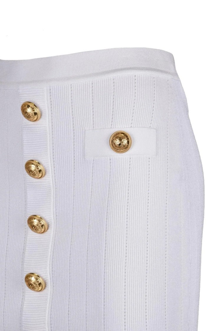 Balmain Knit Mini Skirt - White