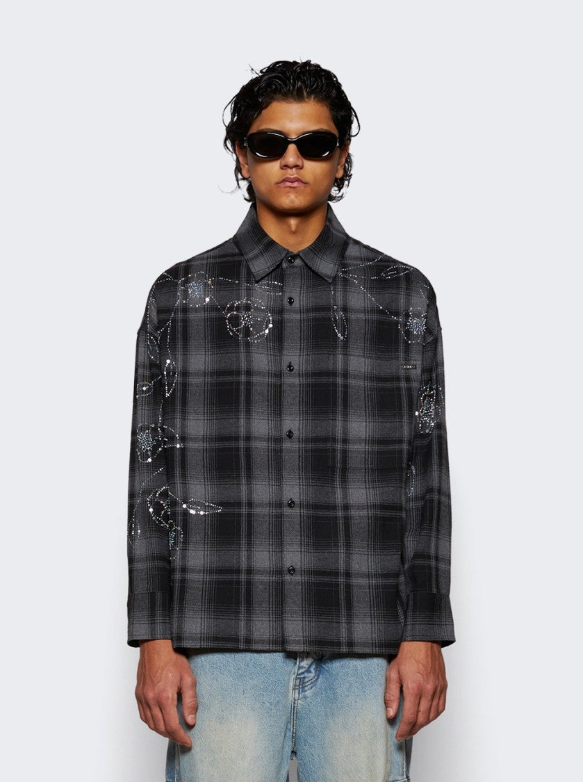 Nahmias Plaid Beaded Oversized Shirt Black