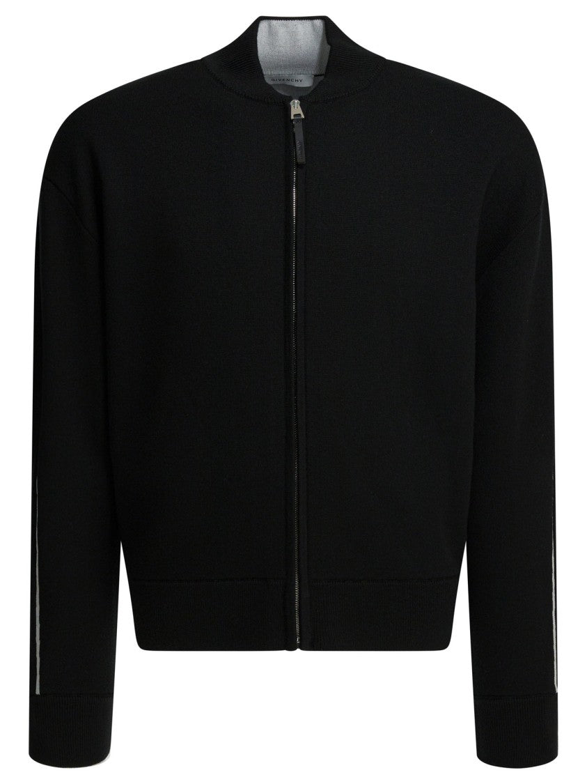 Givenchy Couture Seam Zip Sweater With Bomber Collar