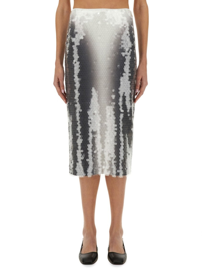Sportmax Gradient Sequined Midi Skirt With Fitted Silhouette
