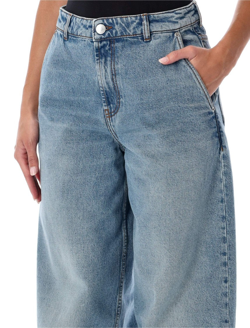 Ami Paris Balloon Cut Jeans With Five-Pocket Design And Silver Accents