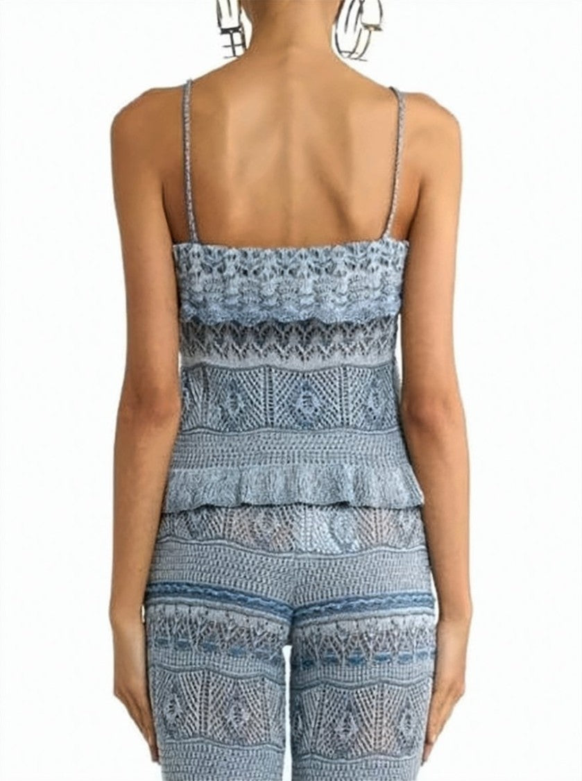Etro Light Blue Crochet Top