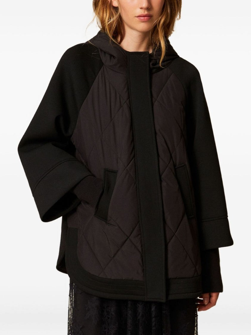 Twinset U&B Cape-Inspired Short Coat With Quilted Detailing
