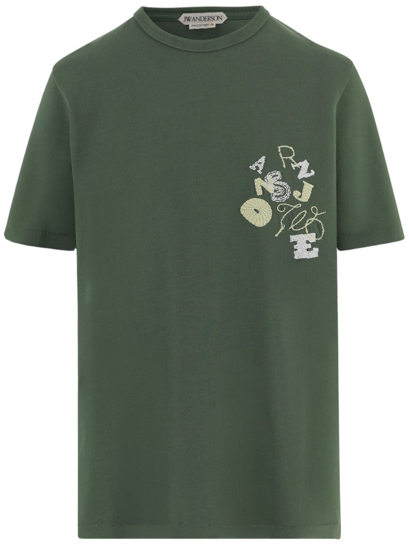 J. W. Anderson Round Neck Cotton T-Shirt With Contrast Logo Embroidery