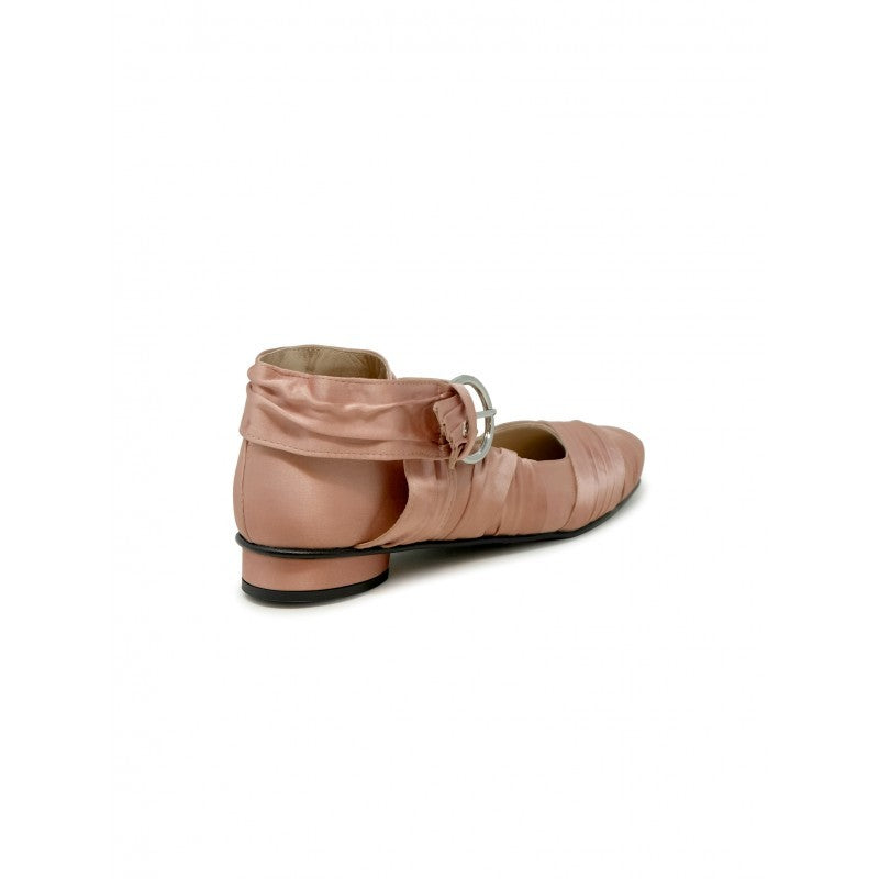 Alohas Pink Silk Volant Ballet Flat Shoes