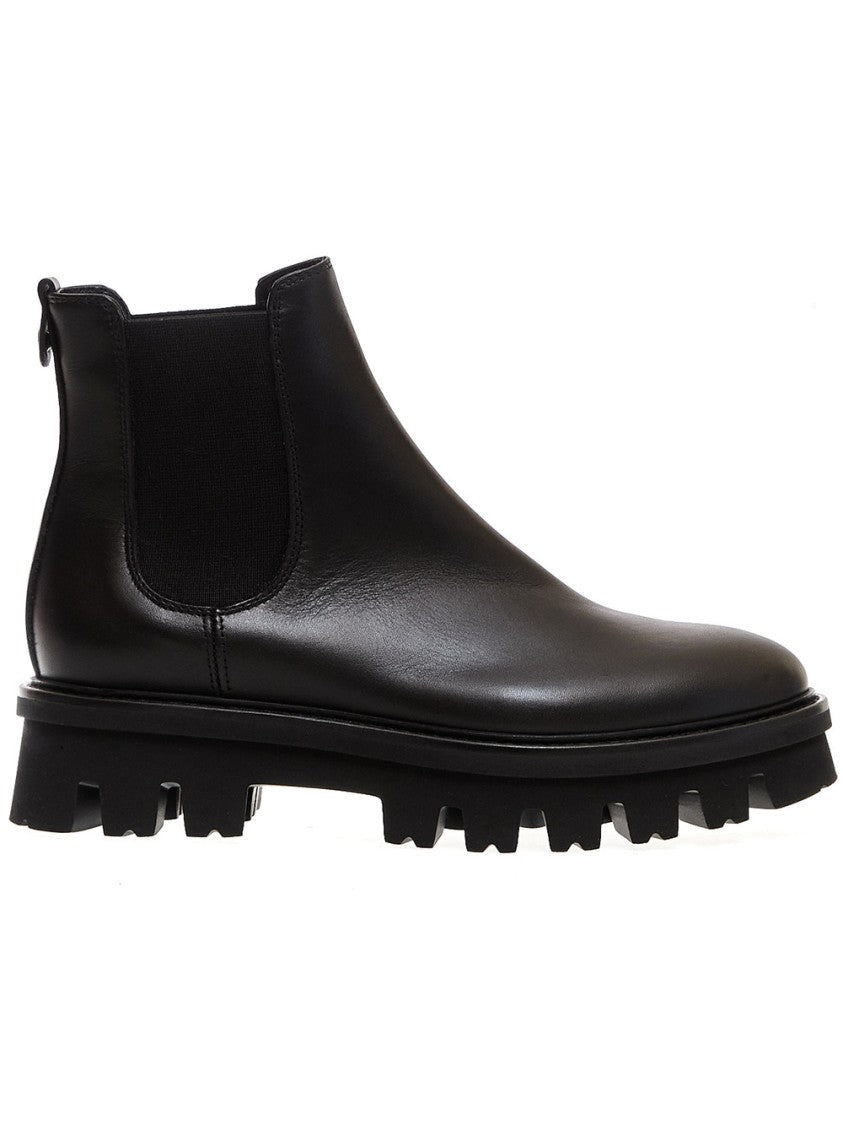 Agl Black Leather Beatles Ankle Boots