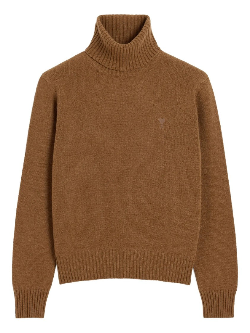 Ami Roll-Neck Sweater With Ribbed Texture