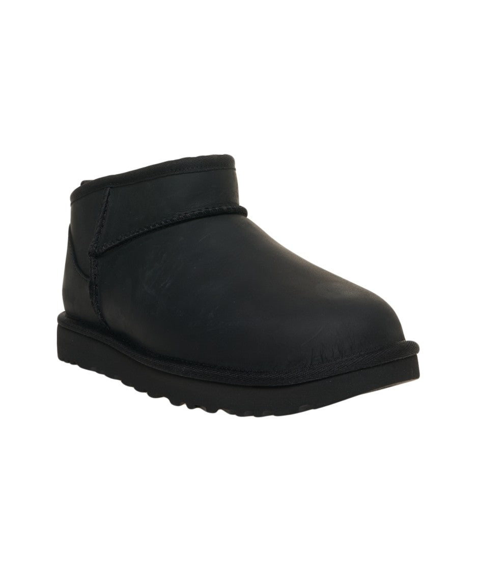 Ugg W Classic Ultra Mini Lthr' Smooth Leather Boots