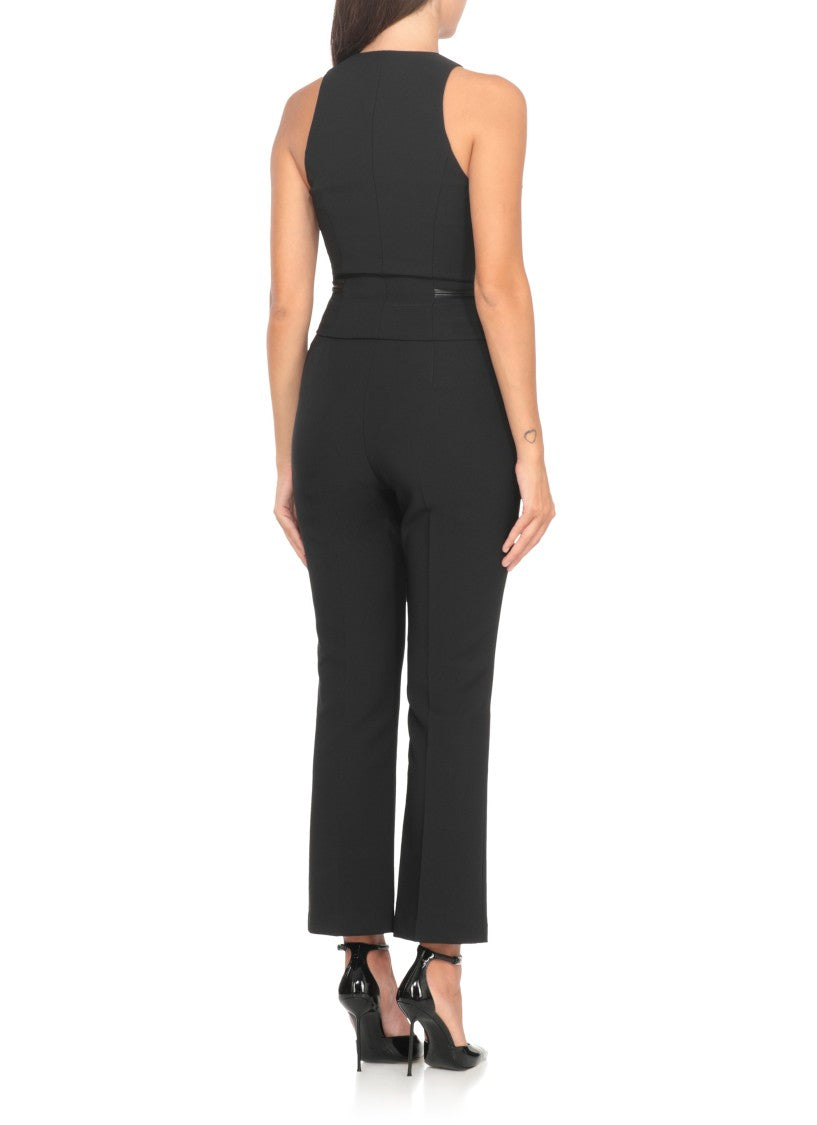 Elisabetta Franchi Sleeveless Fitted Crêpe Top With Zipper Accents