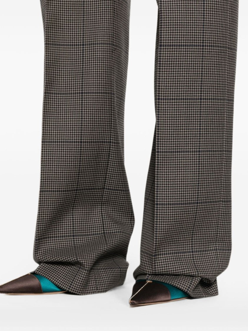 Mugler Tailored Houndstooth Straight-Leg Pants - Grey
