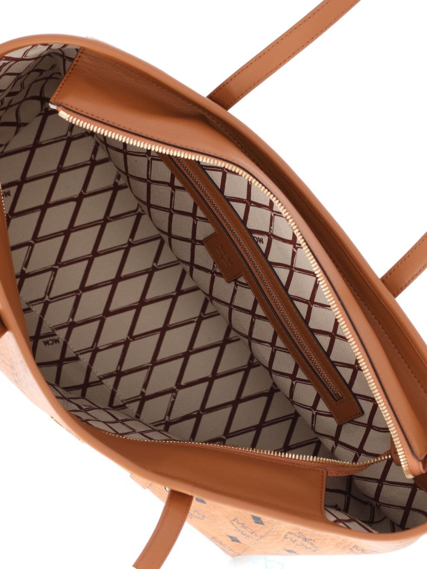 Mcm Visetos Brown Logo Tote Bag