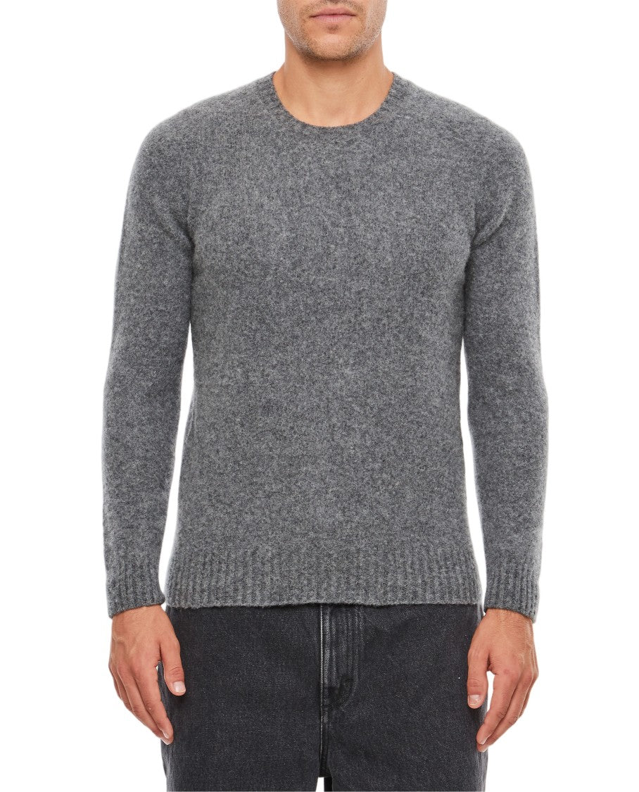 Drumohr Textured Knit Crewneck Sweater With Ribbed Details