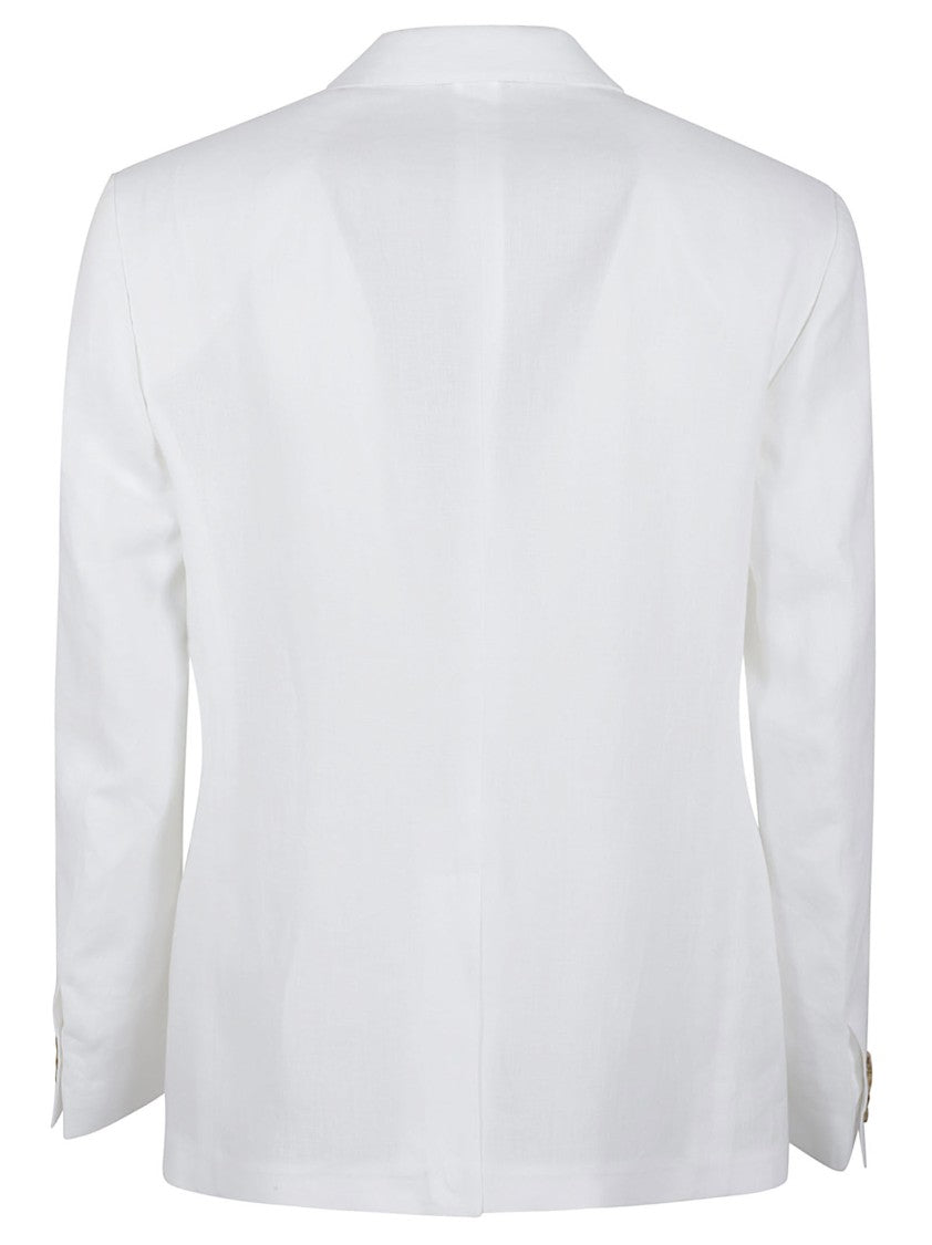 Dolce & Gabbana Double-Breasted Linen Blazer With Flap Pockets