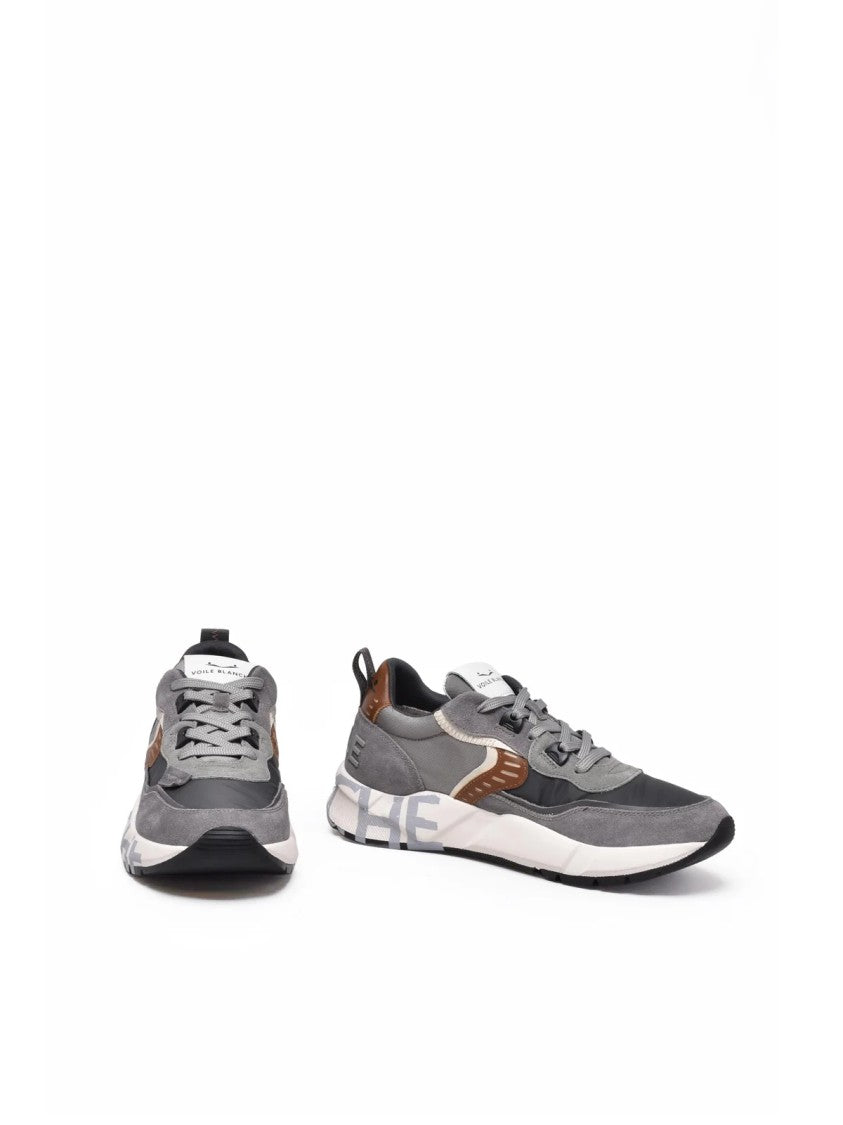 Voile Blanche Grey Patchwork Leather-Blend Sneakers